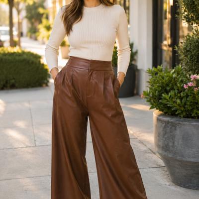 Imani Faux Leather Pants | Faux Leather Pants | Brown Pants | Wide Leg | Trendy Fall Fashion