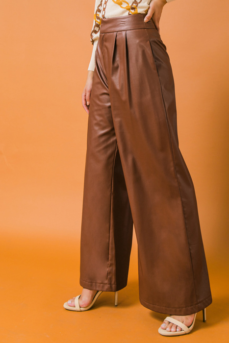 Imani Faux Leather Pants | Faux Leather Pants | Brown Pants | Wide Leg | Trendy Fall Fashion