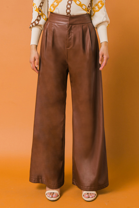 Imani Faux Leather Pants | Faux Leather Pants | Brown Pants | Wide Leg | Trendy Fall Fashion