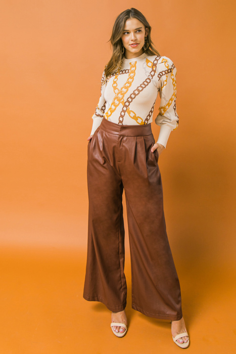 Imani Faux Leather Pants | Faux Leather Pants | Brown Pants | Wide Leg | Trendy Fall Fashion