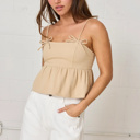  Iris Bow Detail Cami Top | Summer New Arrival | Women's Tank Top | Summer Trendy Shirt | Cotton | Adjustable Straps | Neutral Style