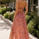  Jayla Woven Floral Dress | Summer New Arrival | Women's Maxi Dress with Cami Straps | Vacation Summer Dress | Side Cut-Outs | V-Neck