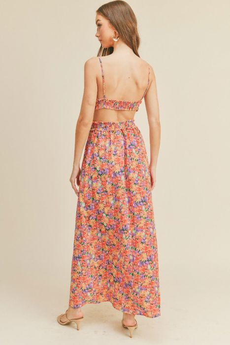 Jayla Woven Floral Dress | Summer New Arrival | Women's Maxi Dress with Cami Straps | Vacation Summer Dress | Side Cut-Outs | V-Neck