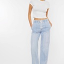  Julia KanCan High Rise Elastic Band Flare Jeans | Women's Cotton Lightweight Rope Drawstring Bottoms | Comfortable and Trendy | Summer Pants