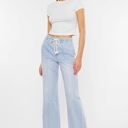  Julia KanCan High Rise Elastic Band Flare Jeans | Women's Cotton Lightweight Rope Drawstring Bottoms | Comfortable and Trendy | Summer Pants