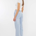  Julia KanCan High Rise Elastic Band Flare Jeans | Women's Cotton Lightweight Rope Drawstring Bottoms | Comfortable and Trendy | Summer Pants