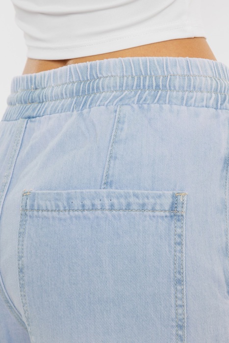 Julia KanCan High Rise Elastic Band Flare Jeans | Women's Cotton Lightweight Rope Drawstring Bottoms | Comfortable and Trendy | Summer Pants