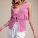  Justine Sleeveless V-Neck Knit Vest | Women's Top | New Summer Arrival