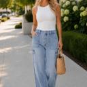  Kadence High Rise Wide Leg Skater Jeans | Women's Cotton Comfy Trendy Jeans | Medium Wash | Cargo Style | Summer Pants