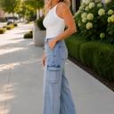  Kadence High Rise Wide Leg Skater Jeans | Women's Cotton Comfy Trendy Jeans | Medium Wash | Cargo Style | Summer Pants