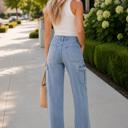 Kadence High Rise Wide Leg Skater Jeans | Women's Cotton Comfy Trendy Jeans | Medium Wash | Cargo Style | Summer Pants