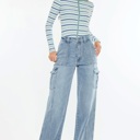  Kadence High Rise Wide Leg Skater Jeans | Women's Cotton Comfy Trendy Jeans | Medium Wash | Cargo Style | Summer Pants