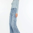  Kadence High Rise Wide Leg Skater Jeans | Women's Cotton Comfy Trendy Jeans | Medium Wash | Cargo Style | Summer Pants