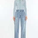  Kadence High Rise Wide Leg Skater Jeans | Women's Cotton Comfy Trendy Jeans | Medium Wash | Cargo Style | Summer Pants