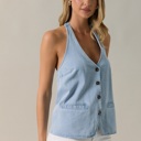  Karina Halter Denim Oversized Vest | New Summer Arrivals | Women's Trendy Top