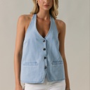  Karina Halter Denim Oversized Vest | New Summer Arrivals | Women's Trendy Top