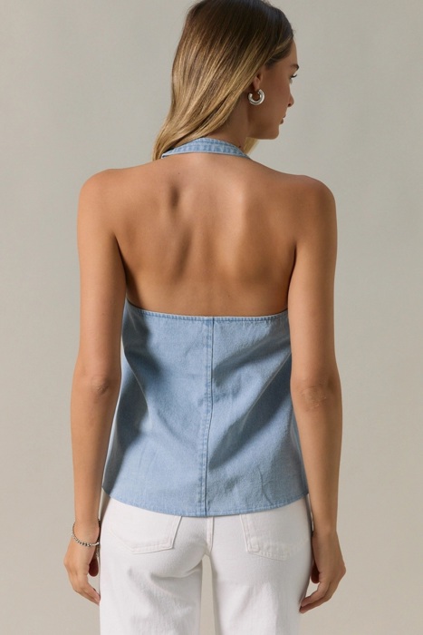 Karina Halter Denim Oversized Vest | New Summer Arrivals | Women's Trendy Top