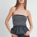  Kenna Flowy Peplum Tube Top | Summer New Arrival | Black and White Striped Tube Top Flowy Shirt | Summer Top