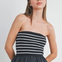  Kenna Flowy Peplum Tube Top | Summer New Arrival | Black and White Striped Tube Top Flowy Shirt | Summer Top