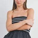  Kenna Flowy Peplum Tube Top | Summer New Arrival | Black and White Striped Tube Top Flowy Shirt | Summer Top