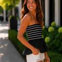  Kenna Flowy Peplum Tube Top | Summer New Arrival | Black and White Striped Tube Top Flowy Shirt | Summer Top