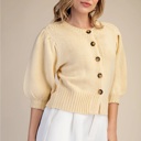  Kirsten Short Puff Sleeve Button Down Sweater | Butter Yellow Top | Cardigan | New Summer Arrival
