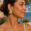 Lennox 18K Gold Shell & Pearl Drop Earrings | Summer New Arrival | Summer Accessories | Lead & Nickel Free | Hypoallergenic | Water Resistant