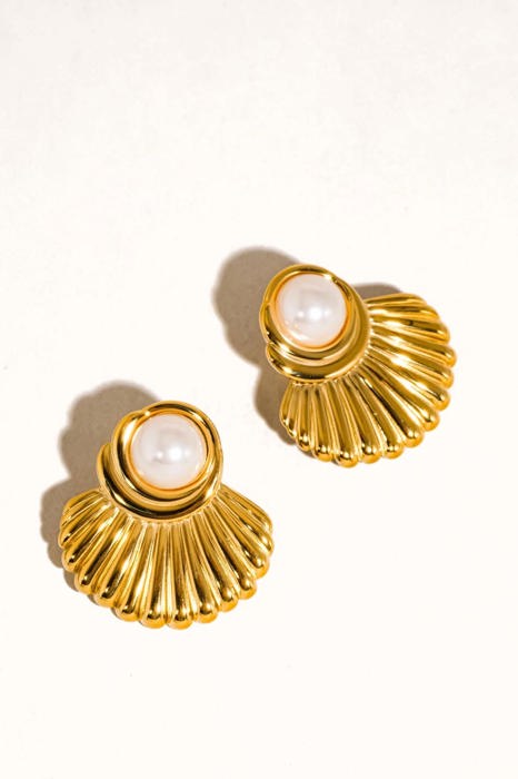 Lennox 18K Gold Shell & Pearl Drop Earrings | Summer New Arrival | Summer Accessories | Lead & Nickel Free | Hypoallergenic | Water Resistant