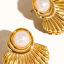  Lennox 18K Gold Shell & Pearl Drop Earrings | Summer New Arrival | Summer Accessories | Lead & Nickel Free | Hypoallergenic | Water Resistant