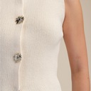  Livia Gold Button Sweater Vest Top | Women's Shirt | Neutral Style | New Summer Arrival