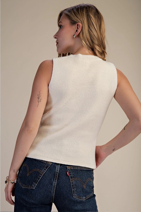 Livia Gold Button Sweater Vest Top | Women's Shirt | Neutral Style | New Summer Arrival