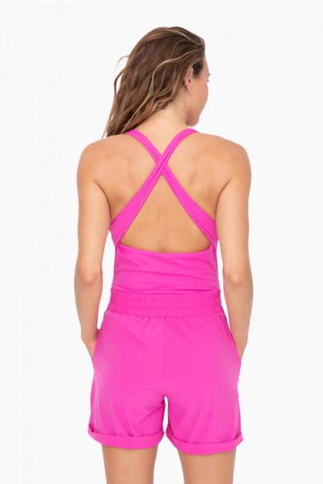 Madison Running Shortsie | Summer New Arrival | Pink Athleisurewear | Athletic Leisurewear | Pink Casual Romper with Pockets