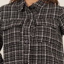  Marianne Tweed Button-Up Jacket | Black and White Patterned Jacket with Pocket | Fall Trends | Trendy | Layering for Fall