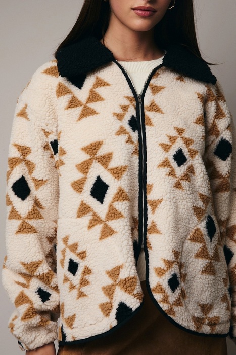 Maven Sherpa Zip Up Jacket | Women's Fall or Winter Top | Collared | Trendy Style | Cold Weather Comfy Fashion