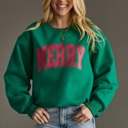  Merry Graphic Sweatshirt | Red or Green Women's Pullover Tops | Christmas Holiday Festive Winter Fashion | Crewneck | Long Sleeve
