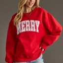  Merry Graphic Sweatshirt | Red or Green Women's Pullover Tops | Christmas Holiday Festive Winter Fashion | Crewneck | Long Sleeve