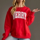  Merry Graphic Sweatshirt | Red or Green Women's Pullover Tops | Christmas Holiday Festive Winter Fashion | Crewneck | Long Sleeve