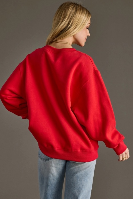 Merry Graphic Sweatshirt | Red or Green Women's Pullover Tops | Christmas Holiday Festive Winter Fashion | Crewneck | Long Sleeve