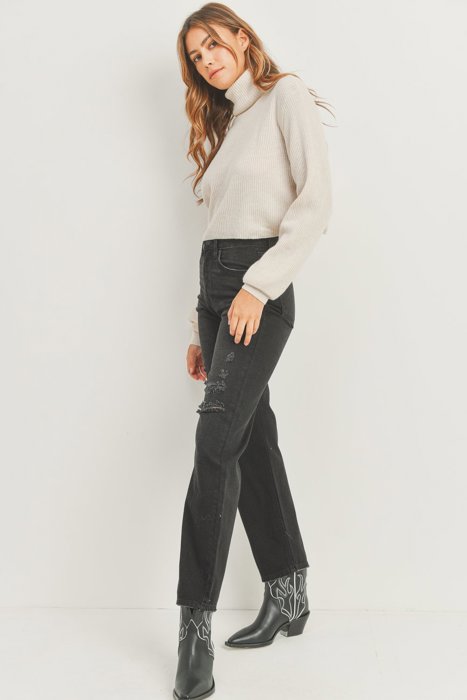 Morgan Baggy Skater Jean | Black Distressed Denim | Wide Leg | Trendy | Fall Fashion | High Waist