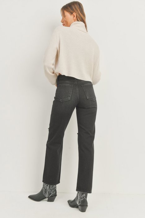 Morgan Baggy Skater Jean | Black Distressed Denim | Wide Leg | Trendy | Fall Fashion | High Waist