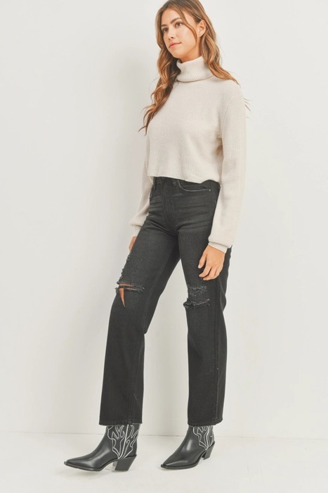 Morgan Baggy Skater Jean | Black Distressed Denim | Wide Leg | Trendy | Fall Fashion | High Waist
