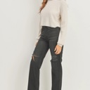  Morgan Baggy Skater Jean | Black Distressed Denim | Wide Leg | Trendy | Fall Fashion | High Waist
