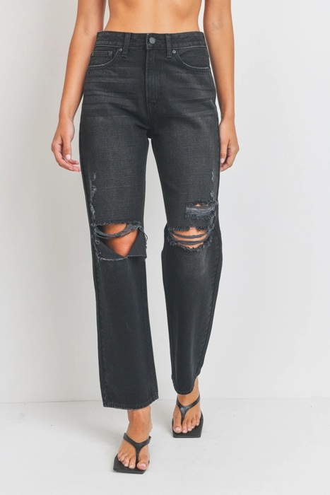 Morgan Baggy Skater Jean | Black Distressed Denim | Wide Leg | Trendy | Fall Fashion | High Waist