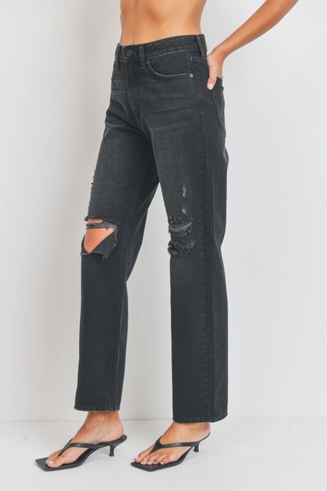 Morgan Baggy Skater Jean | Black Distressed Denim | Wide Leg | Trendy | Fall Fashion | High Waist