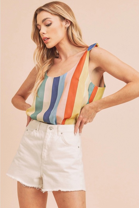 Palmer Striped Pattern Tank | Summer New Arrival | Women's Top | Colorful Vibrant Trendy Shirt