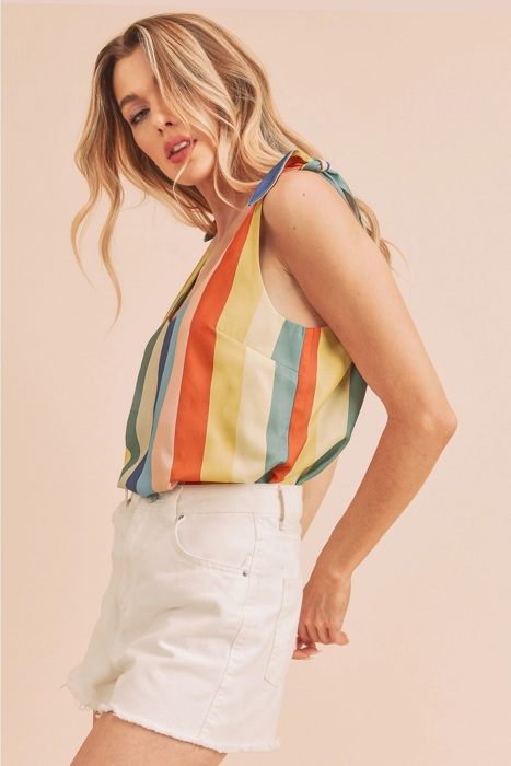 Palmer Striped Pattern Tank | Summer New Arrival | Women's Top | Colorful Vibrant Trendy Shirt