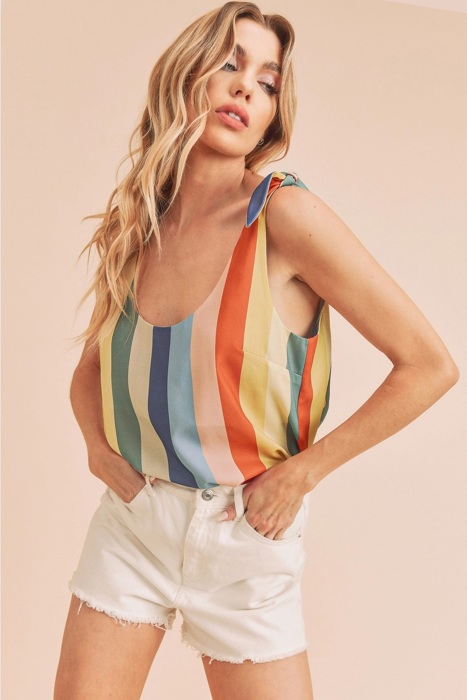 Palmer Striped Pattern Tank | Summer New Arrival | Women's Top | Colorful Vibrant Trendy Shirt