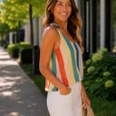  Palmer Striped Pattern Tank | Summer New Arrival | Women's Top | Colorful Vibrant Trendy Shirt