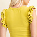  Phoebe Flutter Sleeve Bodysuit | Spring New Arrival | Women's Lime Ruffled Snap Closure Bodysuit |