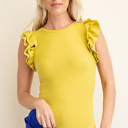  Phoebe Flutter Sleeve Bodysuit | Spring New Arrival | Women's Lime Ruffled Snap Closure Bodysuit |